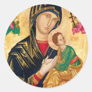 Byzantine Maagd Maria en Kind Icon Kerstmis Ronde Sticker