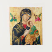 Byzantine Maagd Maria en Kind Icon Kerstmis Wandkleed (Voorkant)