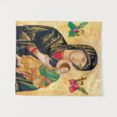 Byzantine Maagd Maria en Kind Icon Kerstmis Wandkleed (Voorkant (horizontaal))