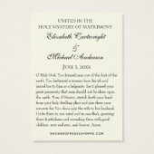 Byzantine Orthodox Eastern Rite Weddenschap Heilig Visitekaartje (Achterkant)