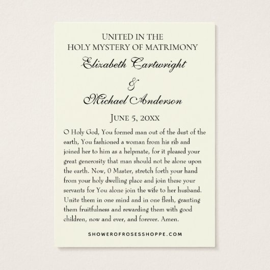 Byzantine Orthodox Eastern Rite Weddenschap Heilig Visitekaartje (Achterkant)
