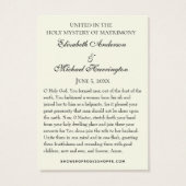 Byzantine Orthodox Eastern Rite Weddenschap Heilig Visitekaartje (Achterkant)