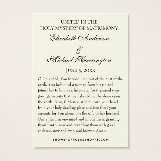 Byzantine Orthodox Eastern Rite Weddenschap Heilig Visitekaartje (Achterkant)