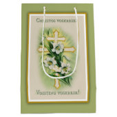 Byzantine Slavonic Katholieke Pascha Lily Cross Medium Cadeauzakje (Achterkant)