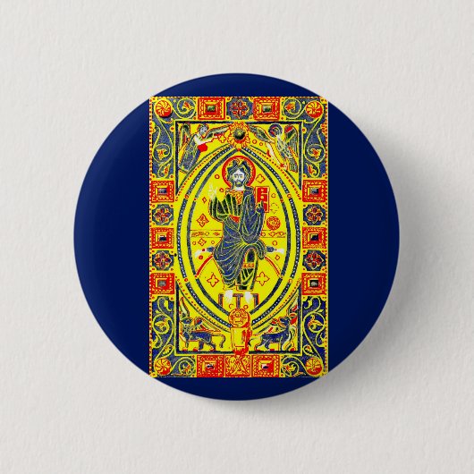 Byzantine volkskunst Jezus Ronde Button 5,7 Cm (Voorkant)