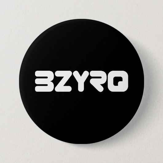 BZYRQ-Logo (wit op zwart) Ronde Button 7,6 Cm (Voorkant)