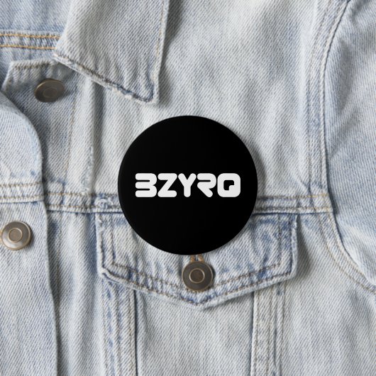 BZYRQ-Logo (wit op zwart) Ronde Button 7,6 Cm (In situ)