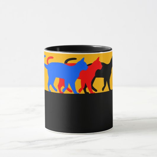 C01 - Tasse mit 3 farbigen Katzen Mok (Midden)