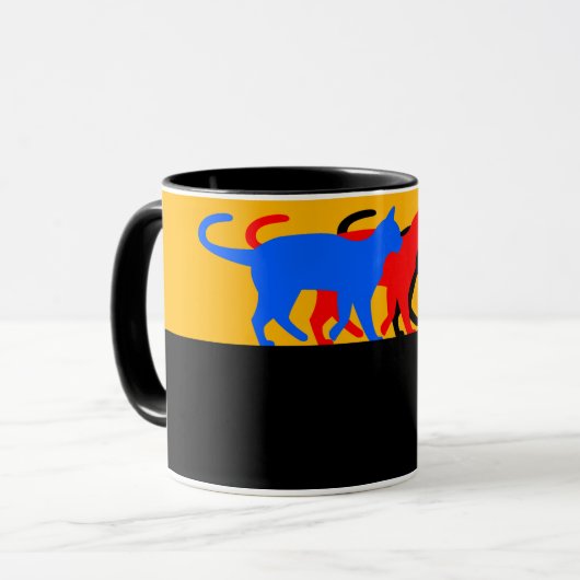 C01 - Tasse mit 3 farbigen Katzen Mok (Voorkant links)