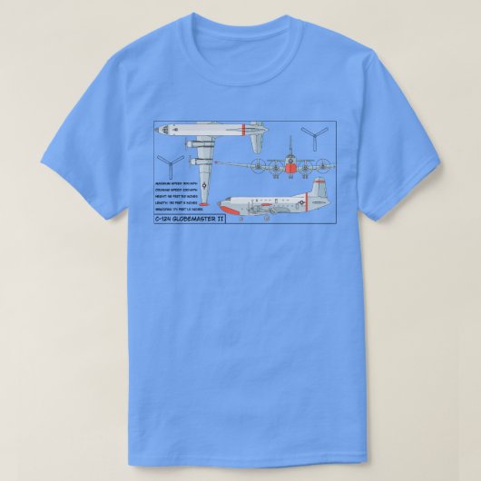 C124 Globemaster II Amerikaanse go Plane Diagramme T-shirt (Design voorkant)