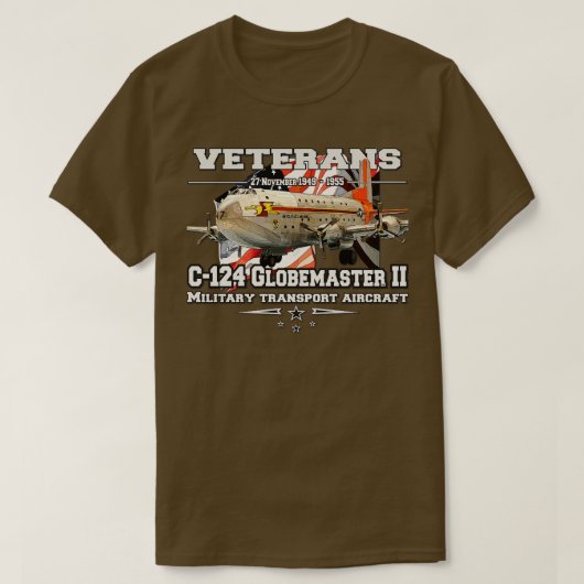 C124 Globemaster II zwaargewicht vliegtuig T-shirt (Design voorkant)