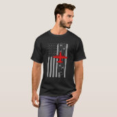 C130 Hercules Gunship Vliegtuig Amerikaanse vlag R T-shirt (Voorkant volledig)