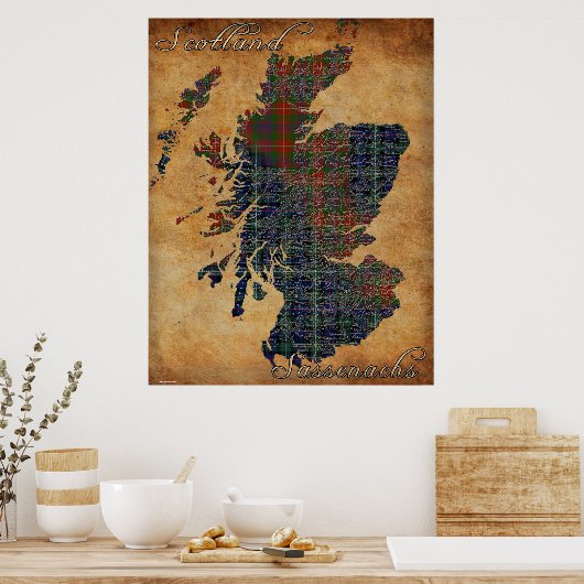 C18th Scotland and Sassenachs Map Art Poster (Keuken)