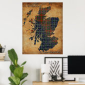 C18th Scotland and Sassenachs Map Art Poster (Thuiskantoor)