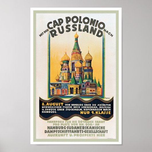 c1930s REISPOSTER DUITSLAND NAAR RUSLAND  Poster (Voorkant)
