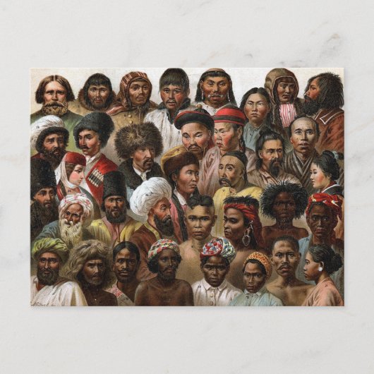 C19-gravering "Peoples of Asia" Briefkaart (Voorkant)