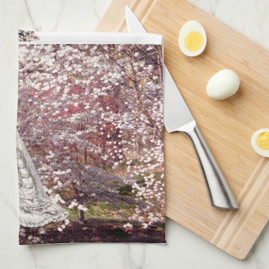 C23 Cherry Blossom Bride Tea Towel Theedoek (Quarter Fold)