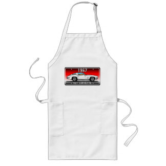 C2 1967 Corvette Licentie Bord Art-Red Background Lang Schort
