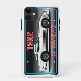 C3 1982 Corvette Licentie Bord Art-Grey Background Case-Mate iPhone Case