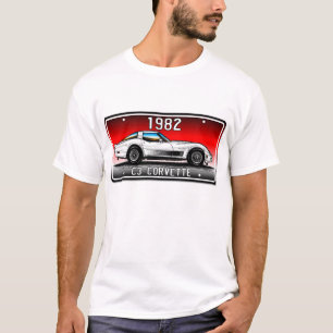 C3 1982 Corvette Licentie Bord Art-Red Background T-shirt