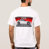 C5-2002 Coupe Red Background Vette Lic Bord Art T-shirt (Achterkant)