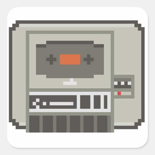 C64 Datasette 8bit Tape Cassette Recorder Vierkante Sticker (Voorkant)