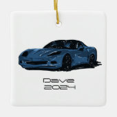C6 Corvette Sportwagen Blauw Hand getrokken Schets Keramisch Ornament (Voorkant)