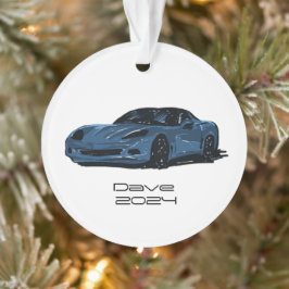 C6 Corvette Sportwagen Blauw Hand getrokken Schets Ornament