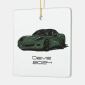 C6 Corvette Sportwagen Groene Hand getrokken Schet Keramisch Ornament (Links)