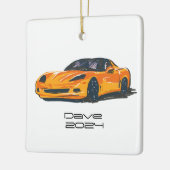 C6 Corvette Sportwagen Sinaasappel Hand getrokken  Keramisch Ornament (Links)