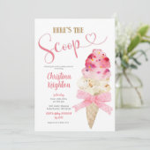 C6 Roze Lint Meisje Ijs Baby shower Kaart (Staand voorkant)