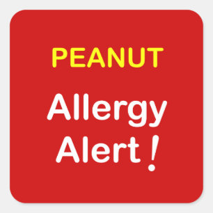 c7 - Allergie Alert - PEANUTS. Vierkante Sticker