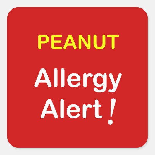 c7 - Allergie Alert - PEANUTS. Vierkante Sticker (Voorkant)