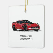 C7 Corvette Sportwagen Rode Hand getrokken Schets Keramisch Ornament (Links)