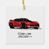 C7 Corvette Sportwagen Rode Hand getrokken Schets Keramisch Ornament (Voorkant)