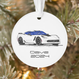 C7 Corvette Sportwagen Witte Hand Getrokken Schets Ornament