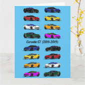 C7 Corvette Verschillende Gekleurde Sportwagens Bl Kaart (Gele Bloem)