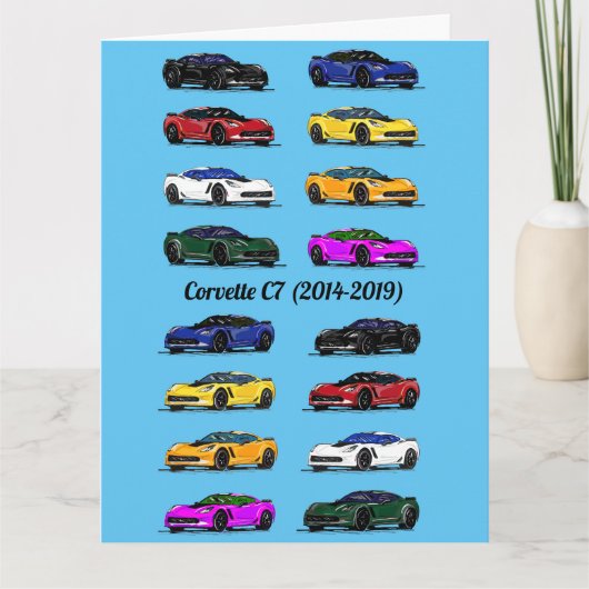 C7 Corvette Verschillende Gekleurde Sportwagens Bl Kaart (Voorkant)