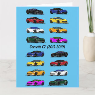 C7 Corvette Verschillende Gekleurde Sportwagens Bl Kaart