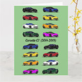 C7 Corvette Verschillende Gekleurde Sportwagens Gr Kaart (Gele Bloem)