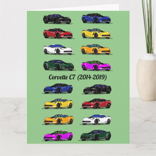 C7 Corvette Verschillende Gekleurde Sportwagens Gr Kaart (Voorkant)