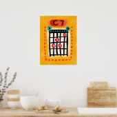 C7 Guitar Chord Poster Wall Art - Kleurrijke Muzie (Keuken)