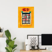 C7 Guitar Chord Poster Wall Art - Kleurrijke Muzie (Thuiskantoor)