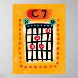 C7 Guitar Chord Poster Wall Art - Kleurrijke Muzie