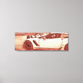 C7R Corvette Z06 2016 Schets in Warm Rood Canvas Afdruk