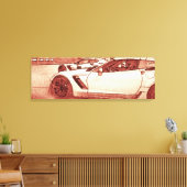 C7R Corvette Z06 2016 Schets in Warm Rood Canvas Afdruk (Insitu (Woonkamer))
