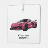 C8 Corvette Sport Car Roze Hand getrokken Keramisch Ornament (Links)