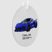 C8 Corvette SportsCar Elkhart Lake Blue HandDrawn Ornament (voorkant)