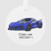 C8 Corvette SportsCar Elkhart Lake Blue HandDrawn Ornament (voorkant)