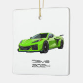 C8 Corvette Sportwagen Lime Groene Hand Getrokken Keramisch Ornament (Links)